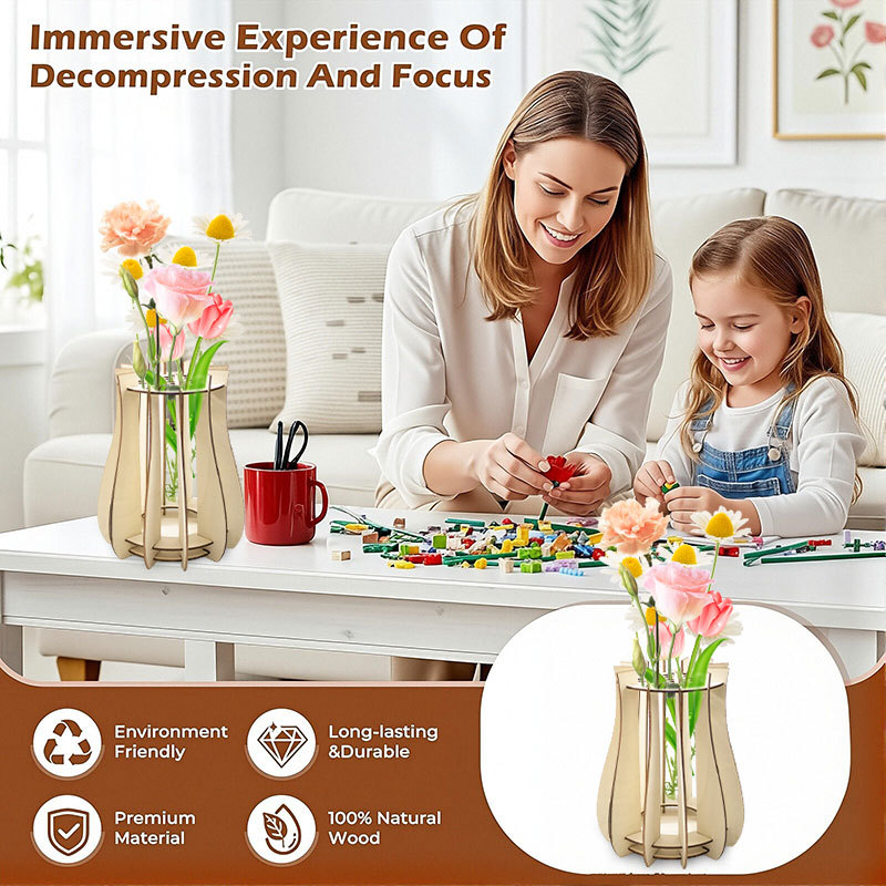 Drewniany wazon-puzzle na buki – Florist Supply Vases recenzja i cena